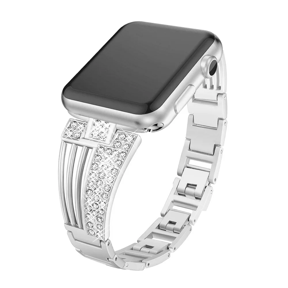 Роскошный браслет с кристаллами и бриллиантами ремешок для Apple Watch 42 мм 38 40 44 серия