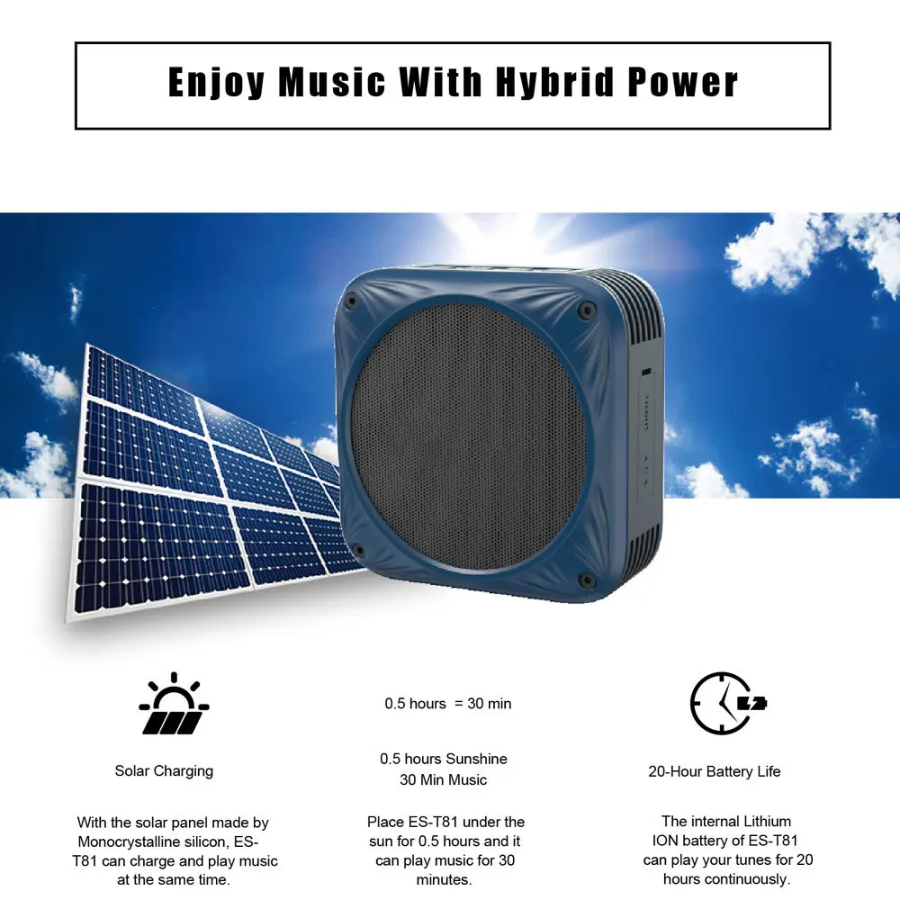 Portable 2000mAh 4.2 Bluetooth Wireless IPX6 Waterproof Speaker with 20-Hour Playtime HD Stereo Deep Bass for Outdoors |