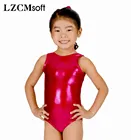 LZCMsoft детский танцевальный купальник, блестящий металлический гимнастический балетный купальник для девочек, сценический костюм для выступлений