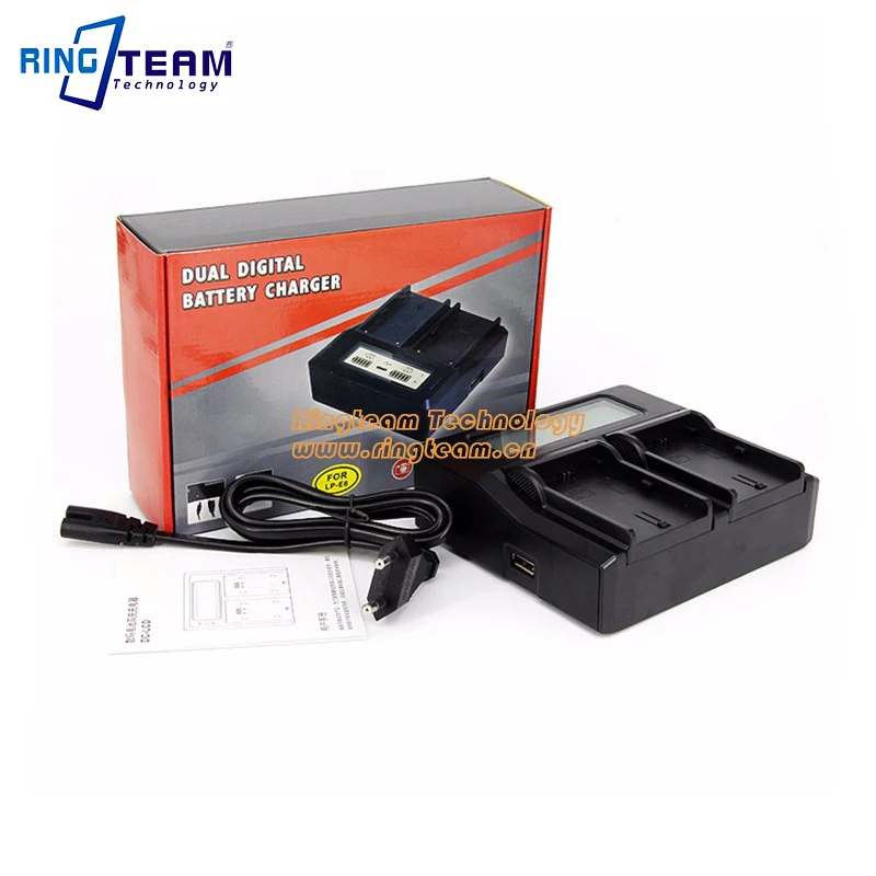 

LPE6 LP-E6 Battery Quick Dual Charger with LCD for Canon Digital Cameras EOS 5D Mark 2 3 4 6D 6D2 7D 7D2 60D 60Da 80D XC10