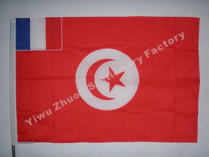 

French Tunisia Flag 150X90cm (3x5FT) 120g 100D Polyester Double Stitched High Quality Banner Ensign Free Shipping