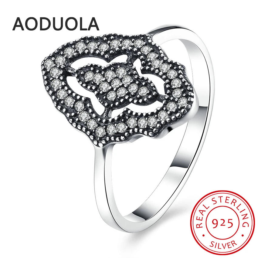 Новая коллекция Аутентичные Сверкающее кружево кольца с четкими CZ Кольцо 100% 925