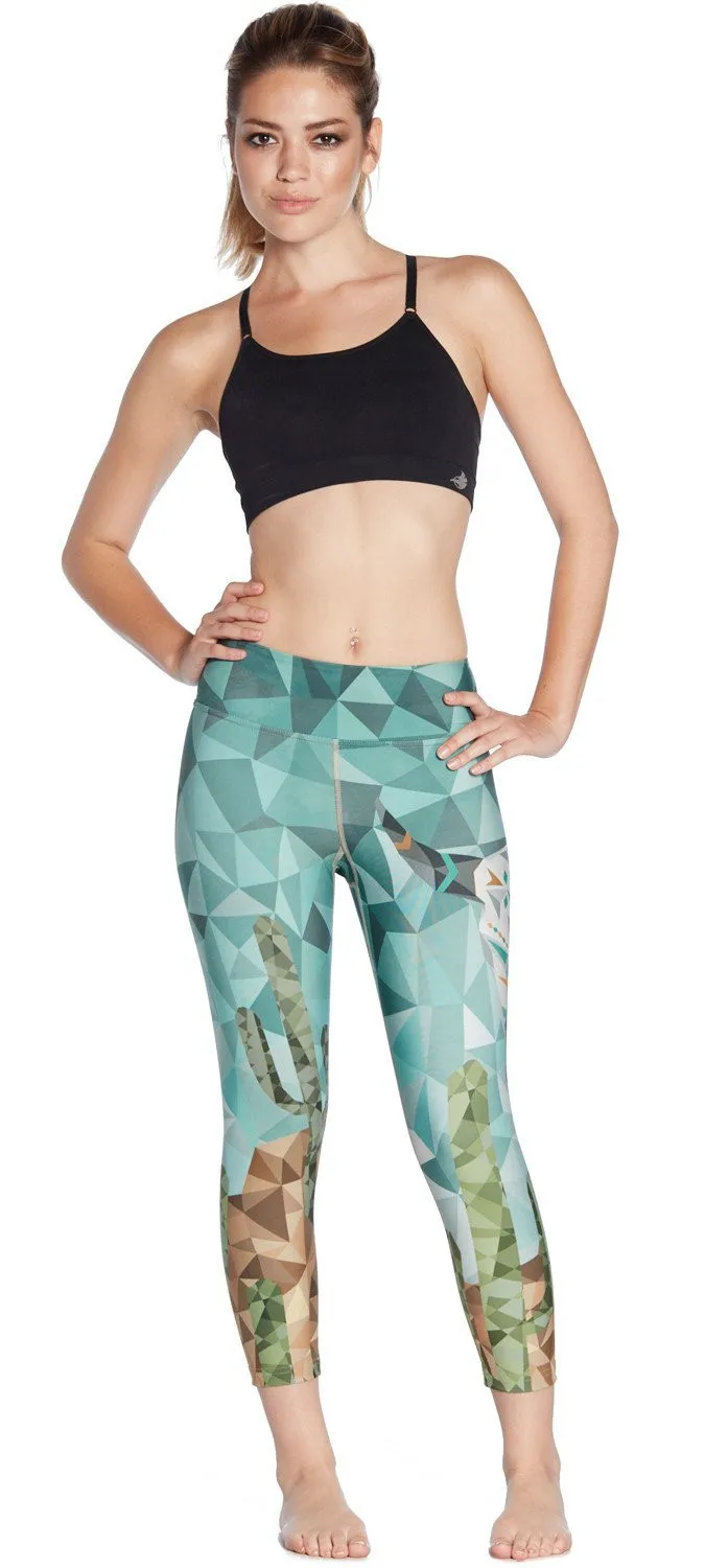 Новинка 2017 женские быстросохнущие леггинсы с принтом кактуса в пустыне для