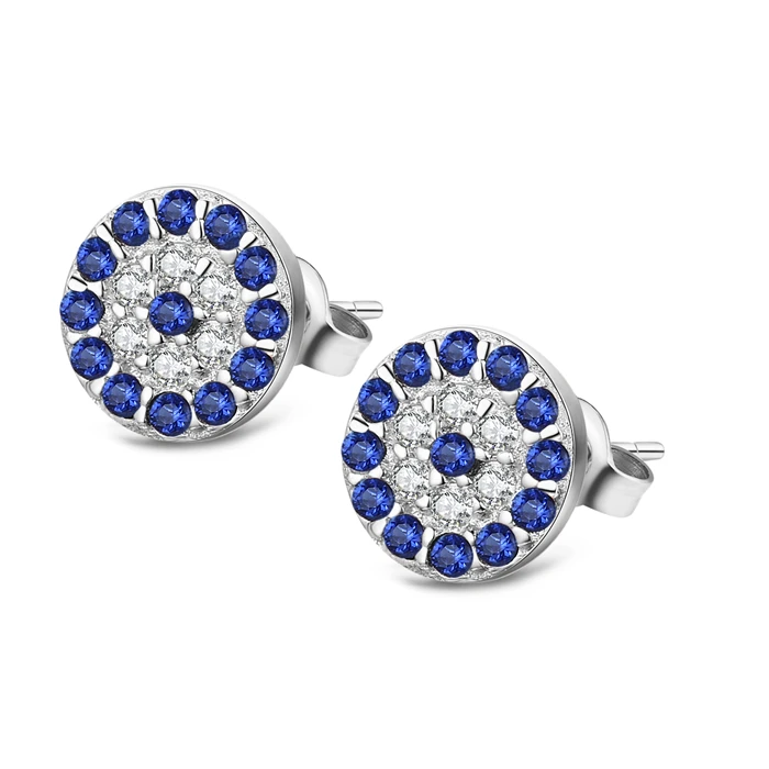 white gold TONGZHE современные женские серьги модные ювелирные изделия 925 серебро с голубым камнем CZ девушка серьги гвоздики для женщин Bijoux Femme - Окраска металла: white gold