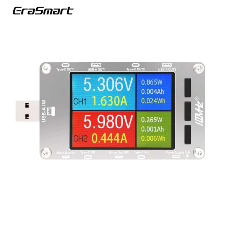 

T50N USB Dual channel Power Monitor PD QC3.0 QC2.0 Tester Meter Voltage Current Capacity table with Test Cable