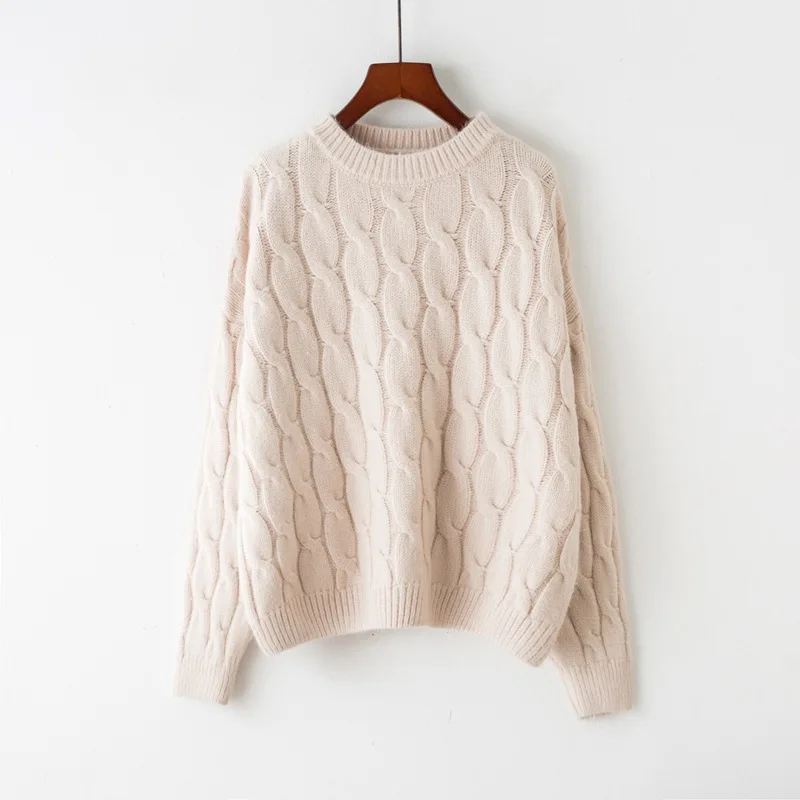 Autumn winter sweater 2018 female knit bottom shirt Pullover women sweaters Vintage twist loose thick candy color lazy pullover | Женская
