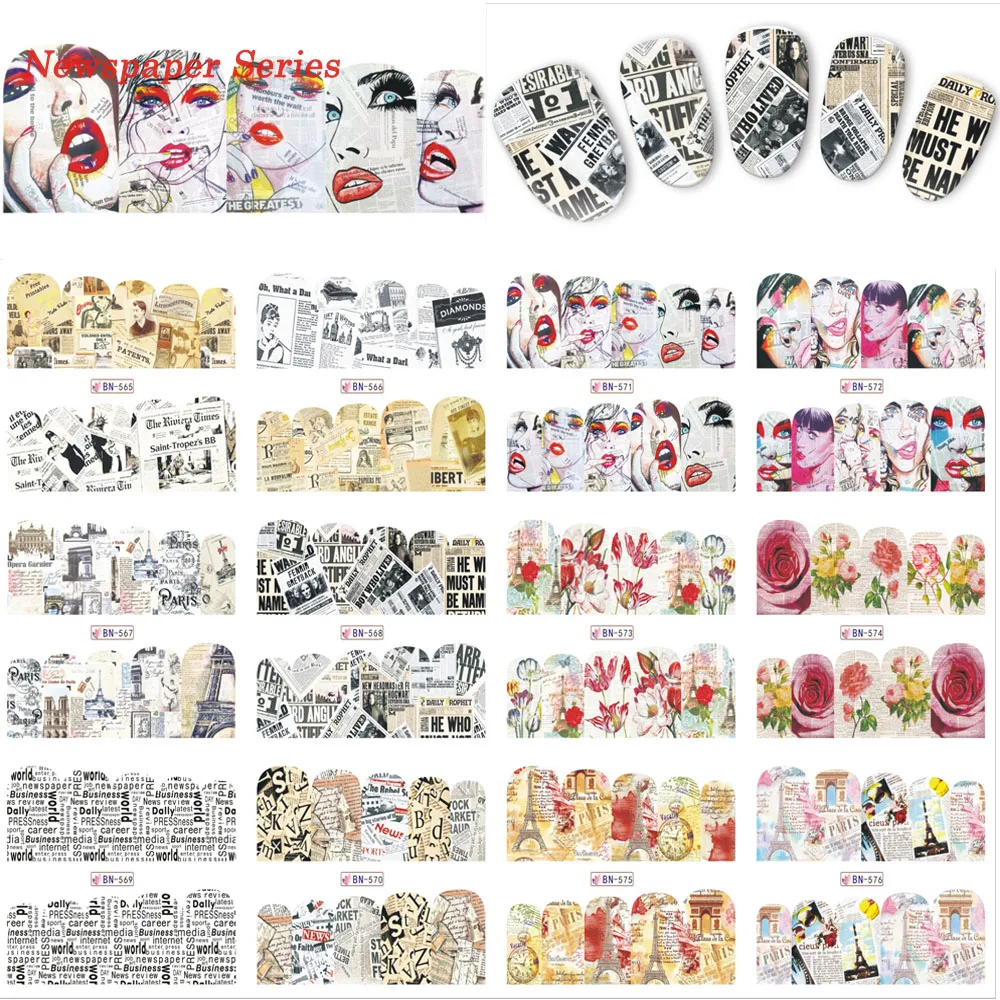 Фотообои для ногтей в стиле ретро decorations for nails designer nail stickersnail design sticker