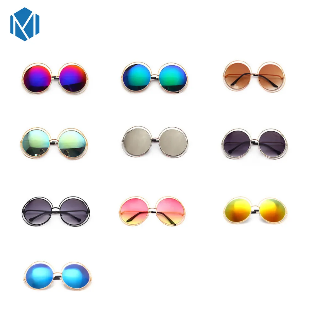 Женские солнцезащитные очки MISM оверсайз круглые полые в металлической оправе