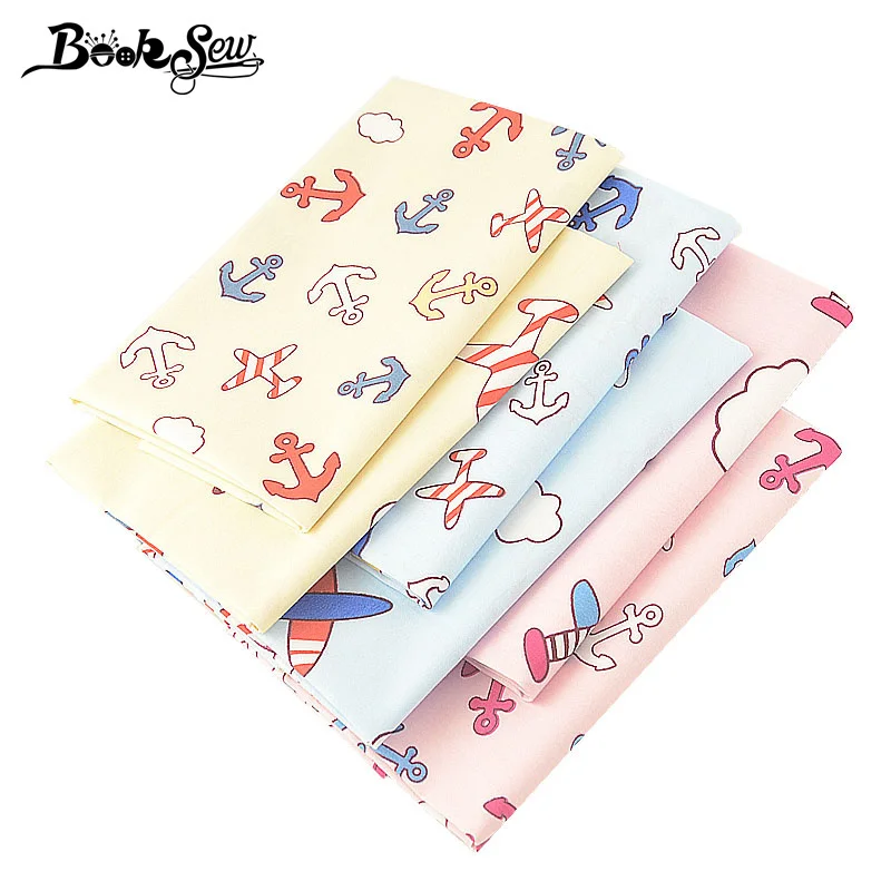 

Booksew 100% Cotton Twill Fabric 6Pcs/lot 40cmx50cm Quilting Home Bedsheet DIY Patchwork Sea Anchor Design Sewing Cloth Crafts