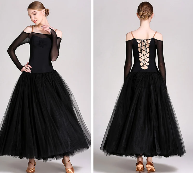 Женское бальное танцевальное платье высокого качества с длинным рукавом