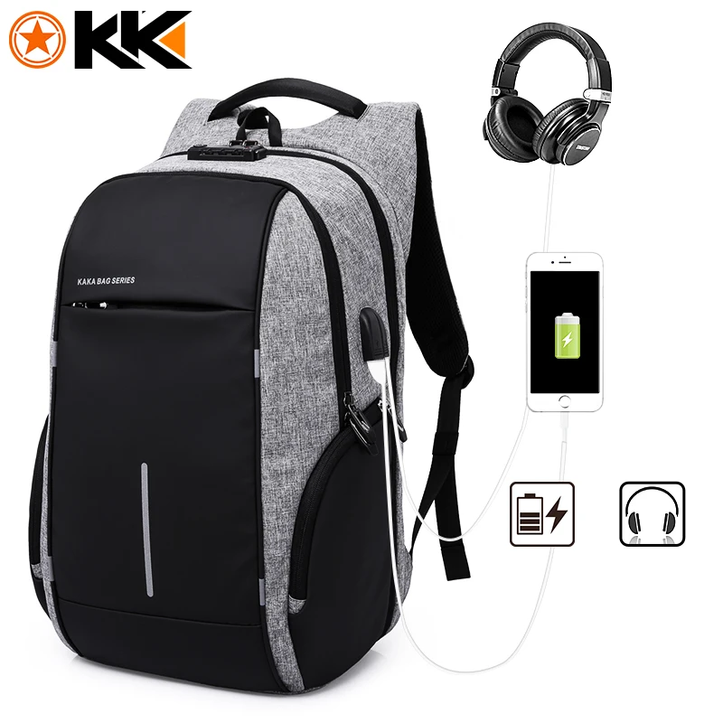 Рюкзак для мужчин KAKA New Men Backpack Anti Theft Laptop Bag 15.6 дюймовый блокнот Мужская школьная сумка Mochila для подростков