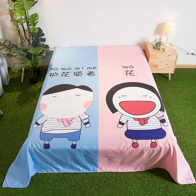 8 Kawaii Bed Sheets Japanese Anime Chibi Maruko Umaru Chan Cat Chinese Characters Printed Dorm Textile Twin Full Queen King Size - Цвет: 8