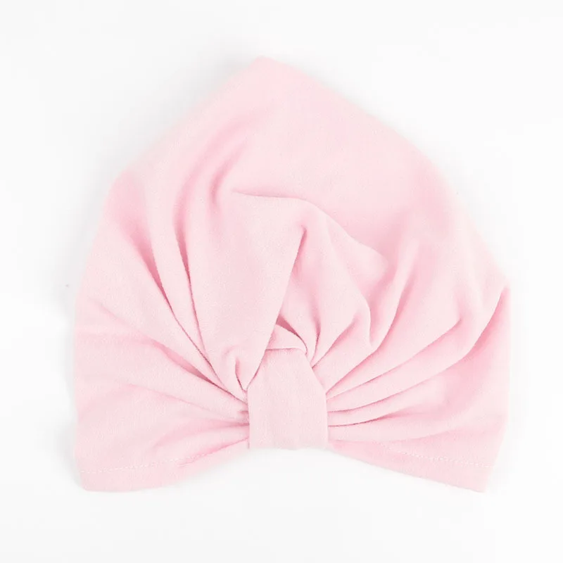 pink Индийская детская шапочка-тюрбан, детские шапки из смесового хлопка, шапка для новорожденного, стильный топ с узлом, шапки для детей, реквизит для фотосессии, подарок для ребенка - Цвет: pink