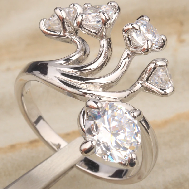 

Shiny Multi-Circle Gems White Zircon Silver Plated Argent Jewelry Ring US# Size 6 / 7 / 8 / 9 S0967