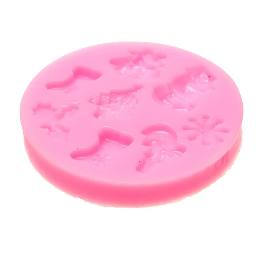 Еда Класс 3D новогодних ёлок/звонок/Снеговик/снежинка/носки Форма силиконовые