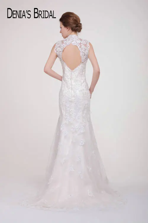 2017 настоящие фотографии милые свадебные платья с отвесным вырезом и аппликацией