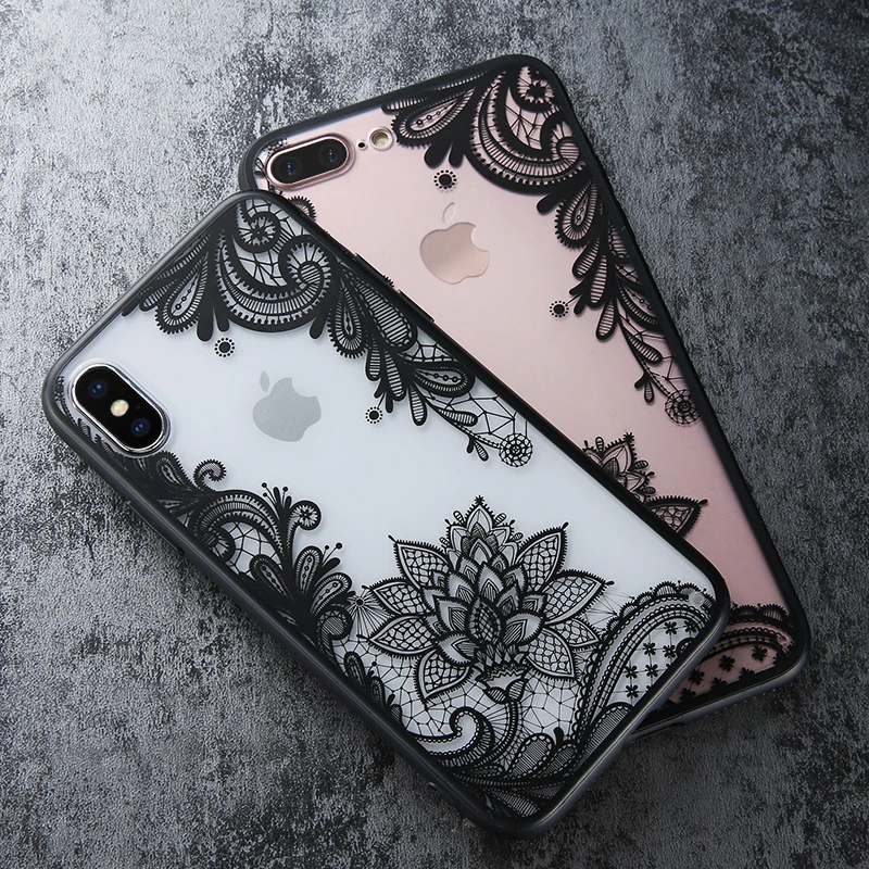 KISSCASE чехлы для iPhone XS Max 5S 5 SE чехол 3D прозрачный кружевной Цветочный телефона 6S 6 7 8