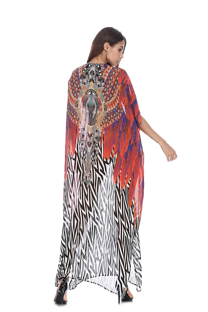 2018 Summer New Women 's Party Elegant High Quality Sexy Loose Dress Chiffon Print | Женская одежда