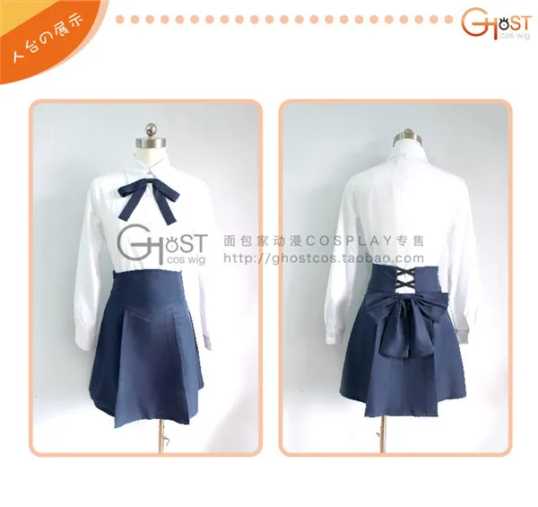 

full set Cosplay Costume fate stay night fate zero Anime Altria Pendragon uniform halloween 3 in 1 blouse+skirt +bowknot