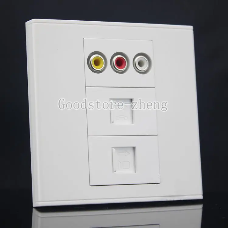 

Wall Face Plate RCA AV + RJ11 Tel + RJ45 LAN Assorted Panel Faceplate Outlet