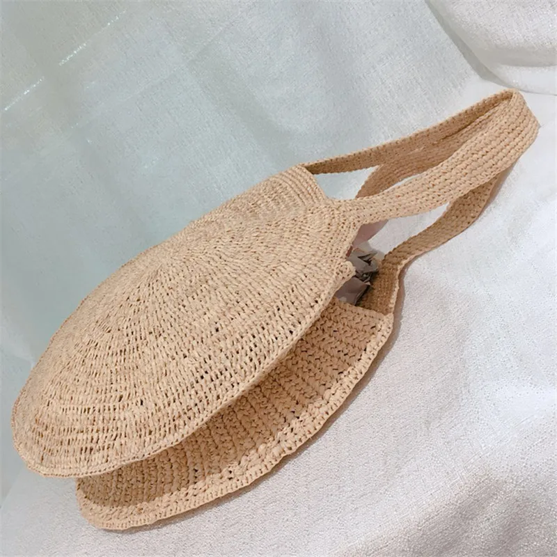 Модная летняя ручная сумка Lafite Grass, пляжная сумка, круглая ручная тканая сумка на плечо,, высокое качество, женская сумка, высокая емкость
