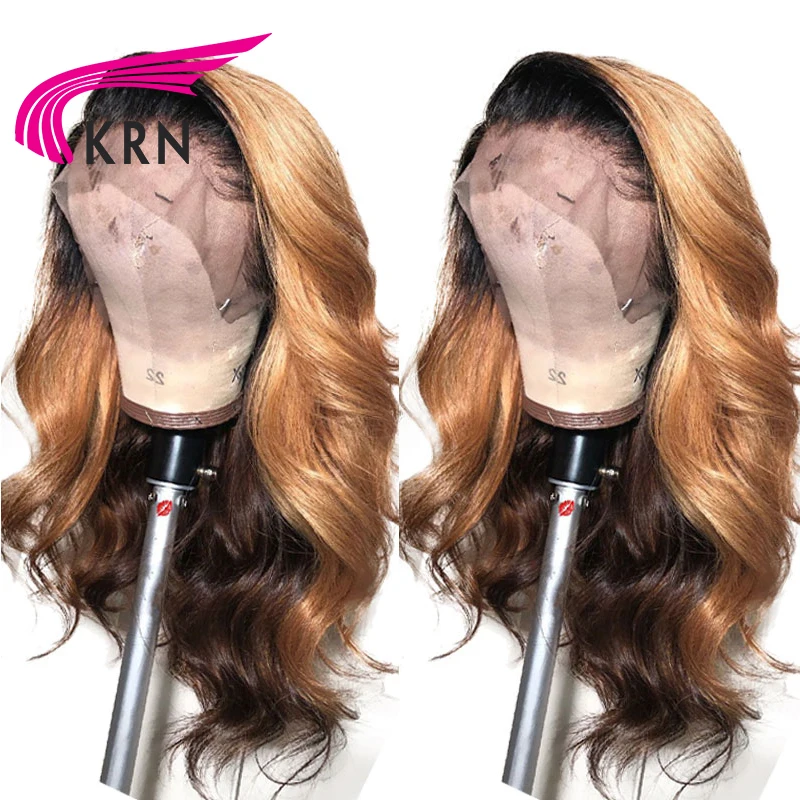 КРН Омбре Цвет Кружева передние парики для женщин бразильские волосы remy