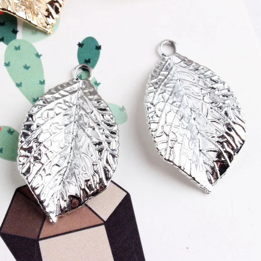 

Wholesale 60PCS 20*36MM Vintage Silver Gold Color Leaf Pendants DIY Jewelry Fndings Ornament Accessory Garment Decor Pendant