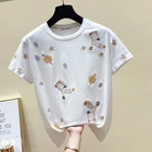 Хлопковая белая футболка с вышивкой, женские топы, модная винтажная женская футболка с коротким рукавом, повседневная черная футболка, женская летняя, 2021