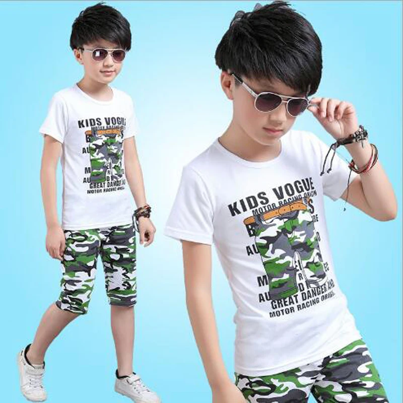 Детская верхняя одежда для мальчиков детские комплекты летняя футболка + Штаны 2