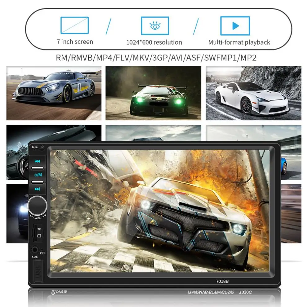 7 Inch 2 DIN Bluetooth In Dash HD Touch Screen Car Video FM Radio Stereo Player Support Mirror Link / Aux Rear View Camera | Автомобили и