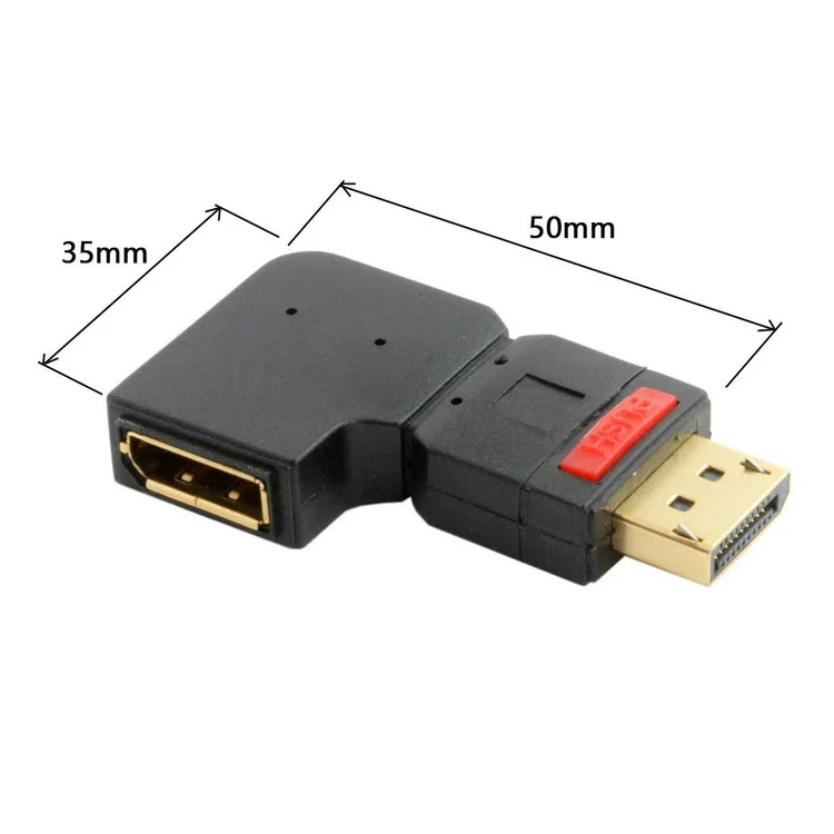 Правый угол 90 градусов DisplayPort штекер-гнездо удлинитель Стандартный DP 4K |