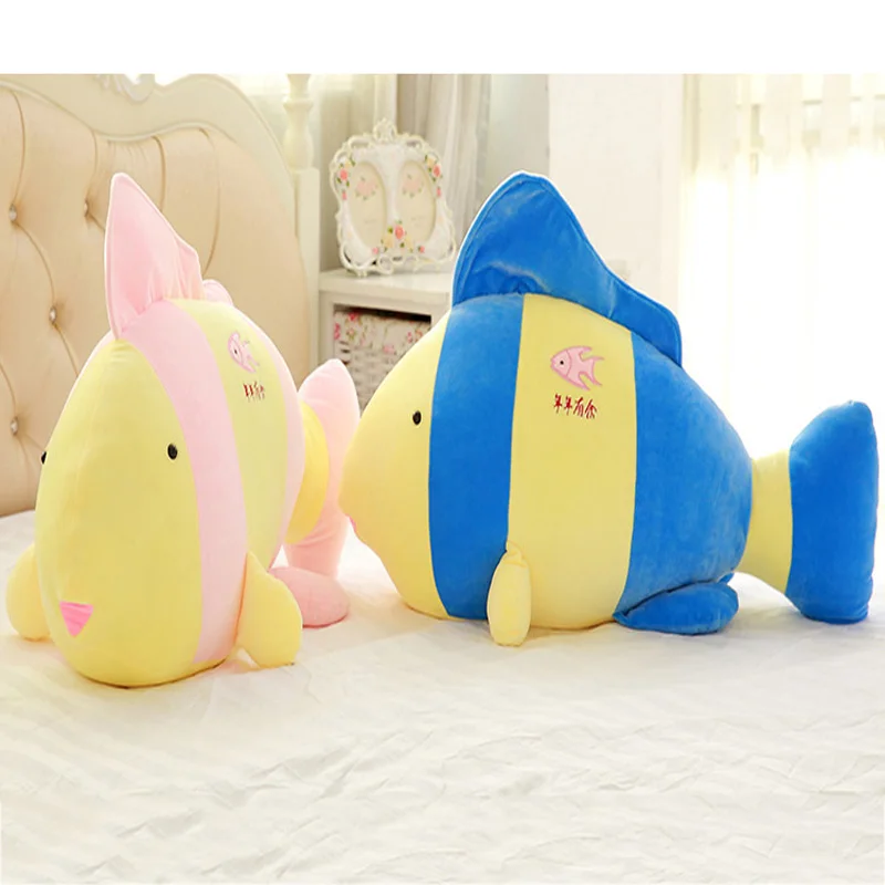 

Cartoon Soft Color Fish Down Cotton More Than A Year Color Fish Pillow Plush Toy Appease Doll Pillow Children Birthday Gift