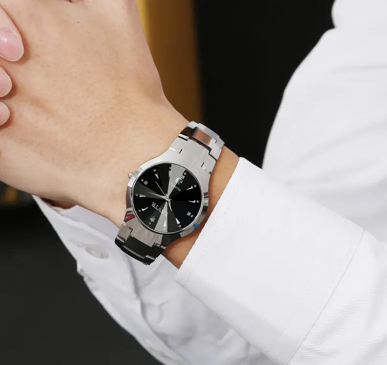 Стальной ремень мужские деловые часы вольфрамовый стальной Цветной Кварцевый