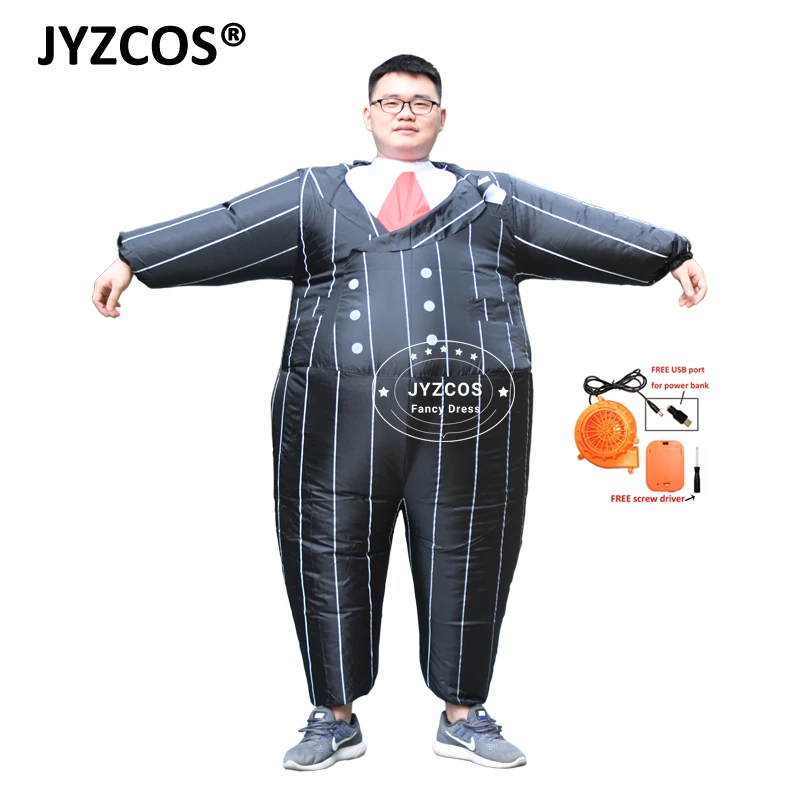 

JYZCOS Gangster Inflatable Costume Halloween Costume Inflatable Black Suits Party Fancy Dress for Adult Men