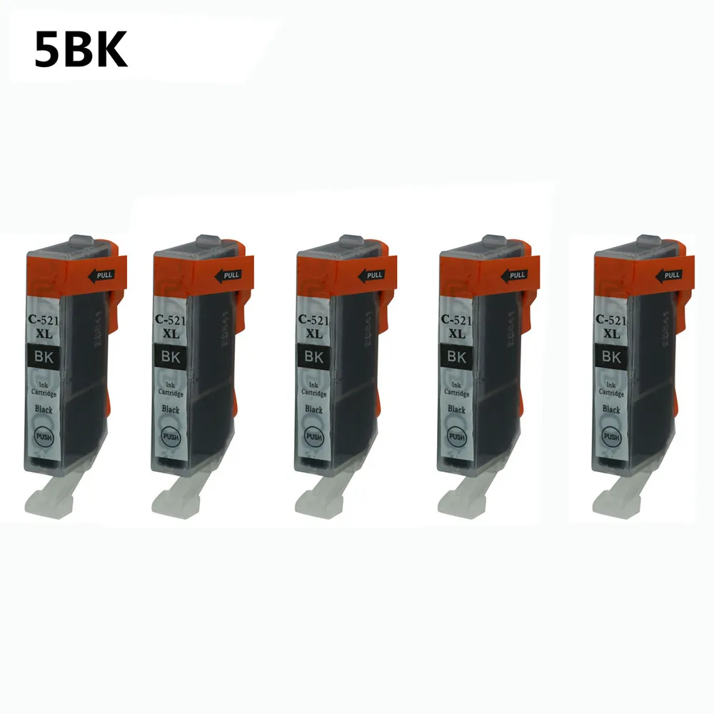 5BK PGI520 CLI521 полный картридж для Canon IP3600 IP4600 IP4700 MP540 MP550 MP560 MP620 MP630 MP640 MP980 MP990 MP1900 - Цвет: 5BK