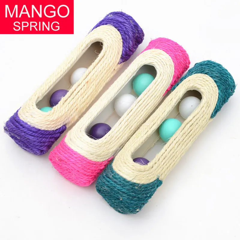 Когтеточка для кошек подвижный туннель сизаль мяч в ловушке с 3 шариками игрушки