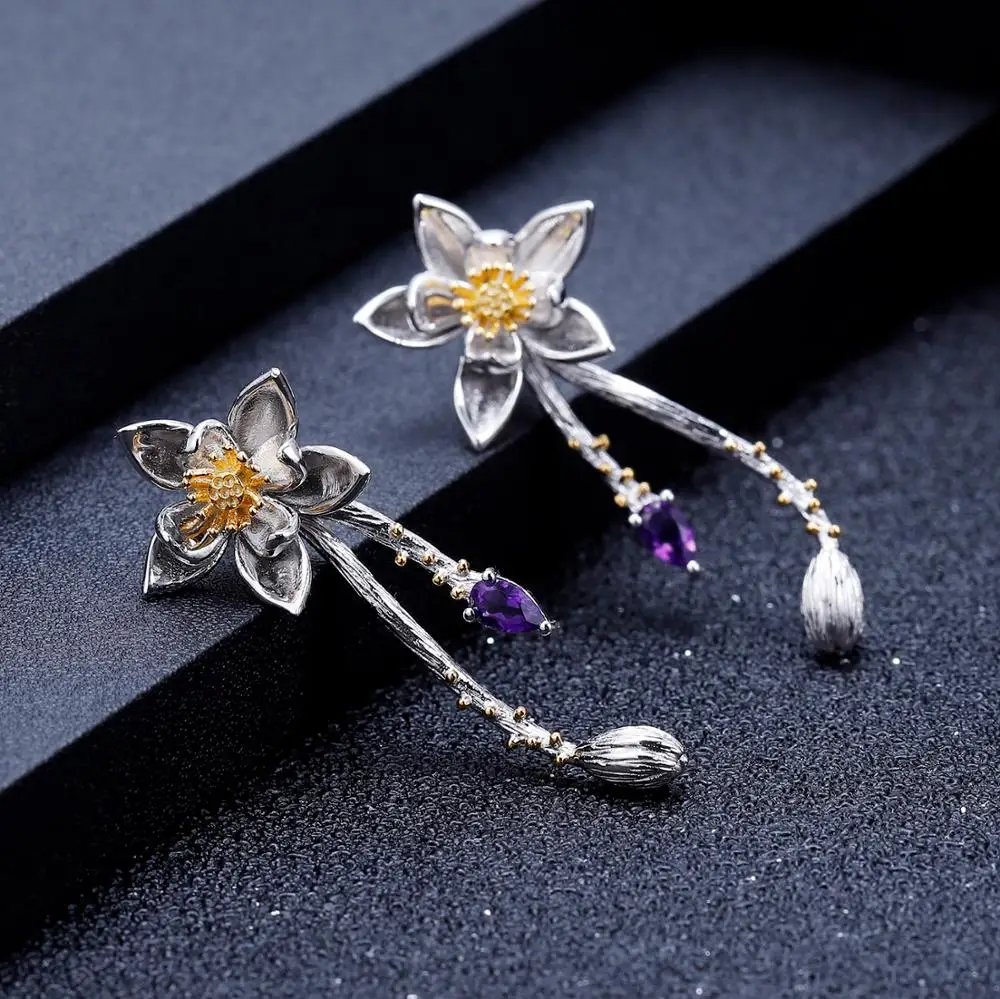 Женские Балетные серьги gemb's 0 39ct натуральный аметистовый драгоченный камень