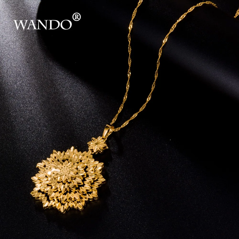 WANDO новинка оптовая продажа подвеска из 24-каратного золота с цветами и листьями