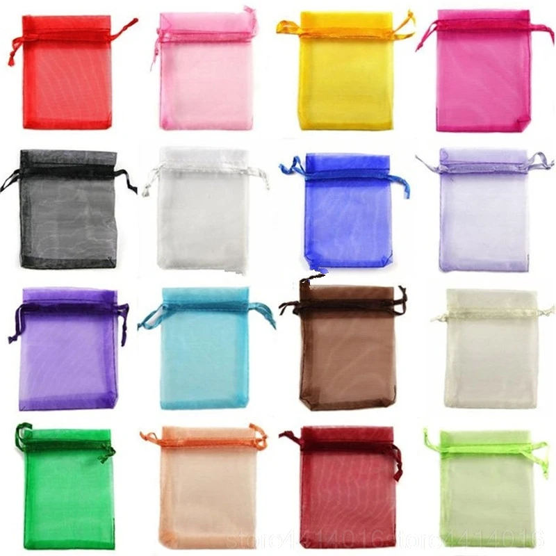 

50pcs 7x9 9x12 10x15 13x18CM Organza Gift Bag Jewelry Packaging Bags Wedding Party Decoration Drawable Bags Sachet Pouches 5w