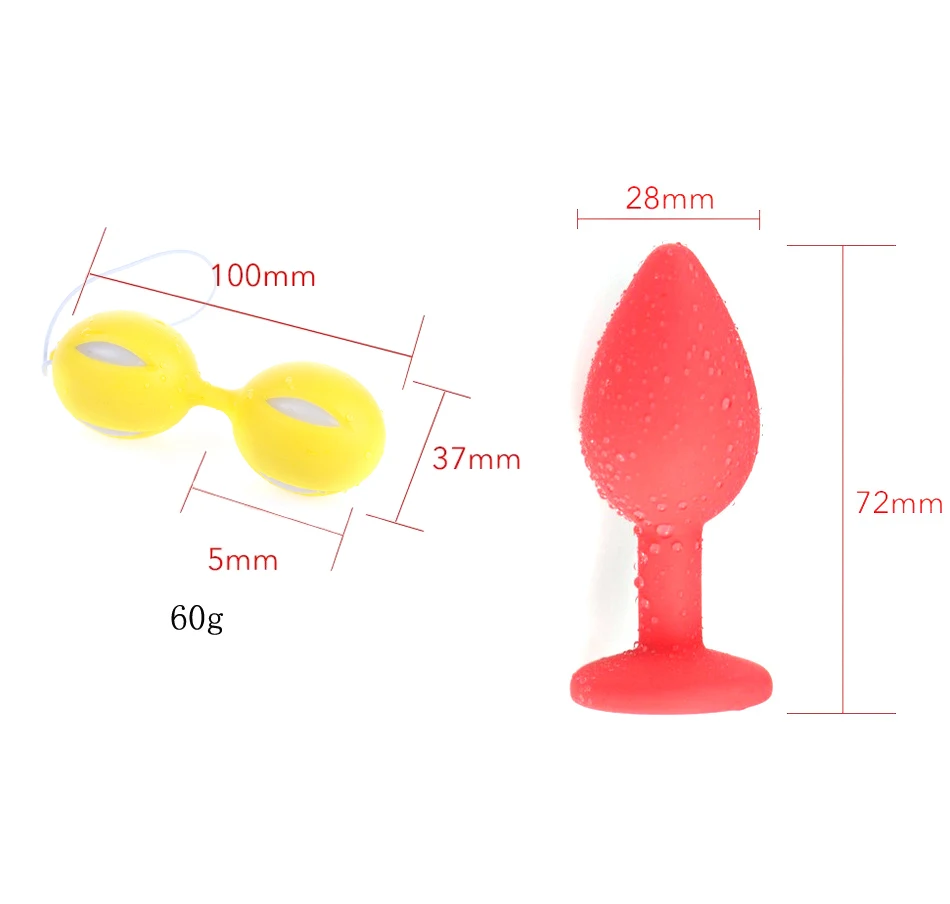 Smart Duotone Ben Wa Ball Weighted Kegel Vaginal Tight Exercise Vibrator Ball+Silicone Anal Butt Plug Jewelry Sex Toys | Красота и
