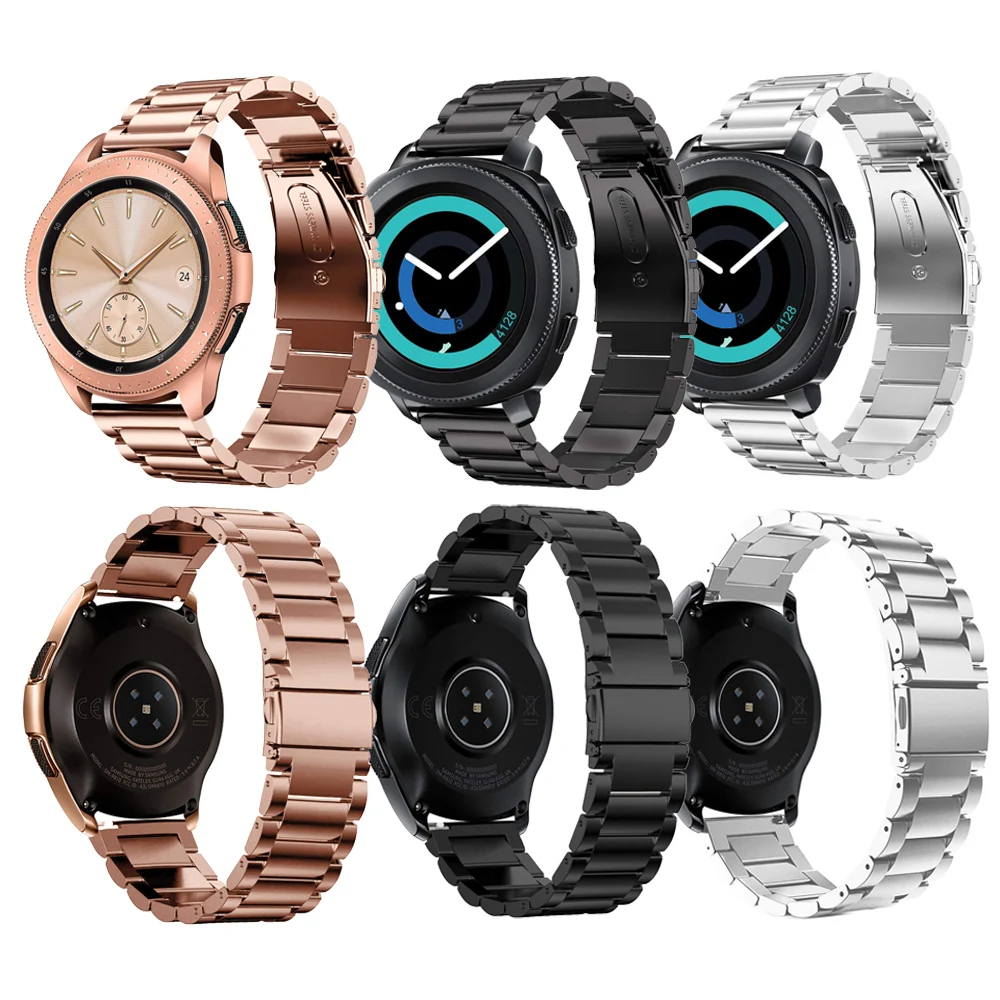 Металлический ремешок 20 мм из нержавеющей стали для смарт часов Samsung Galaxy Watch 42 Garmin
