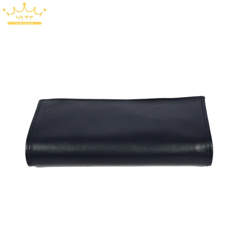 

Navy Blue Leather Jewelry Roll Bag Portable Carring Case Leather Organizer Multi Functional Necklace Rings Earrings Storage Box
