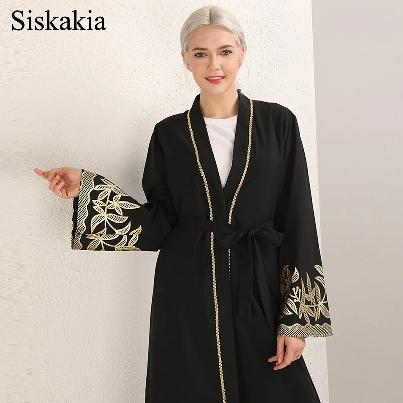 Siskakia 2019 элегантный кардиган с цветочным рисунком халат абайя для женщин Ближнего