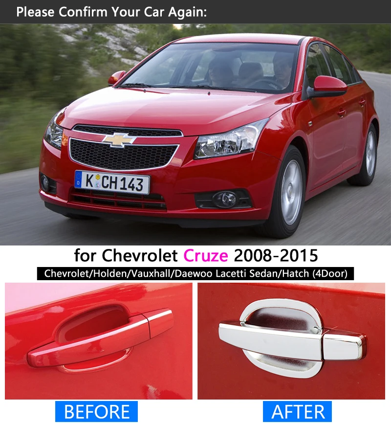 Набор хромированных накладок на дверную ручку автомобиля аксессуары для Chevrolet