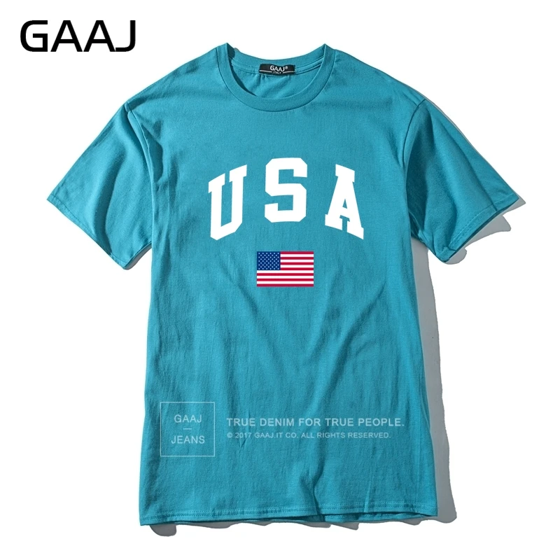 GAAJ, США, американский флаг, Мужская футболка, топ, высокое качество, футболки для мужчин, 3XL, футболка, принт, Homme, брендовая одежда, повседневная Уличная одежда - Цвет: Sapphire blue