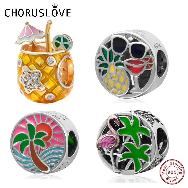 Choruslove летние тропические подвески оригинальные серебряные бусины 925 пробы