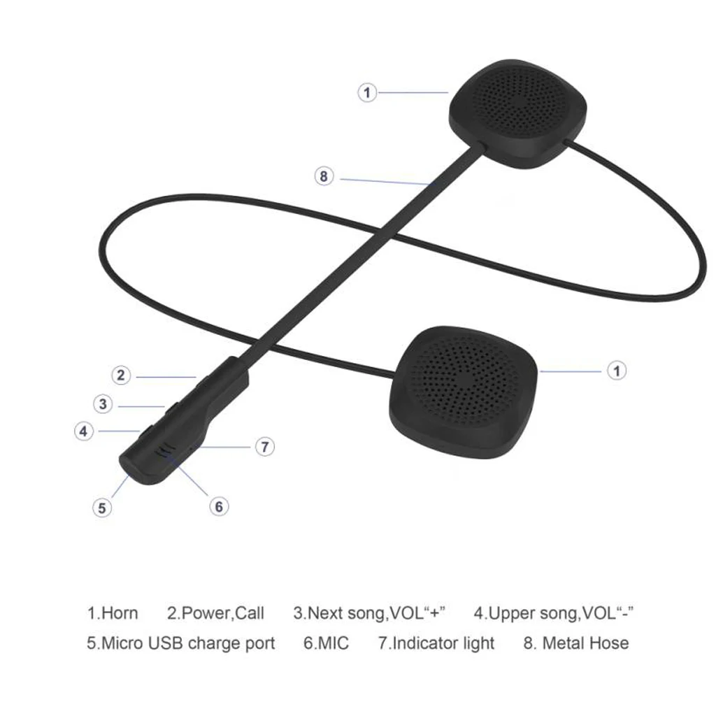 Bluetooth-гарнитура для мотоциклетного шлема BT5.0 + EDR гарнитура звонков громкой связи