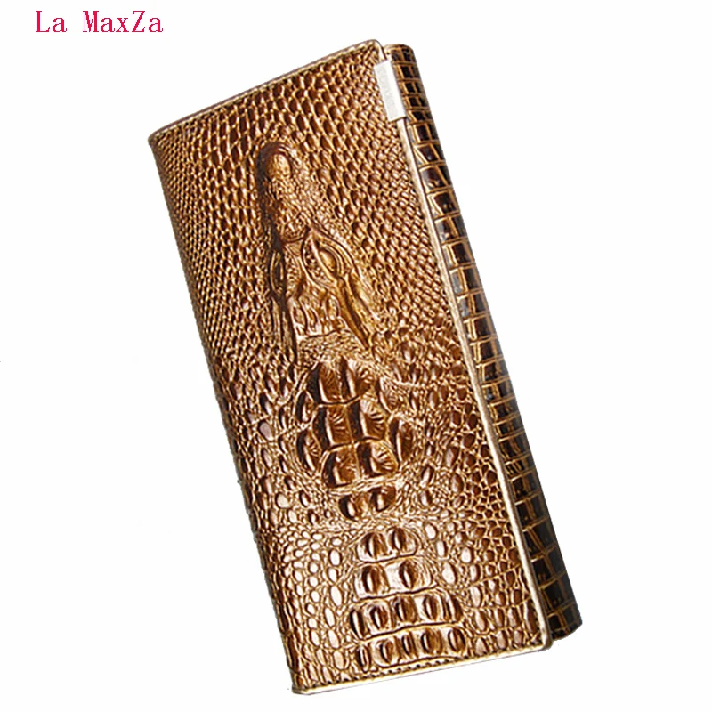Women Lock Wallet Female Handbag Money Coin Purses Holder Brand Genuine Leather 3D Alligator Ladies Crocodile Long Clutch | Багаж и сумки