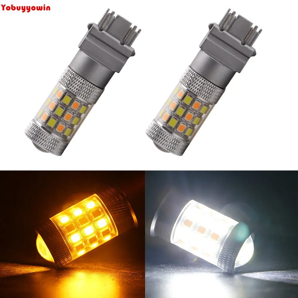 

2-Pack двухцветные белые янтарные переключатели 840 люменов T25 3157 2835 42SMD светодиодные наружные огни для автомобильных ламп указателя поворота DC ...