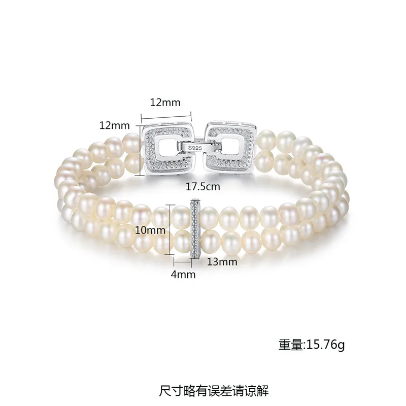 

High Quality Charm Bracelets Real 925 Sterling Silver Freshwater 100% Natural Pearl Strand Bracelet for Women Wedding Jewelry